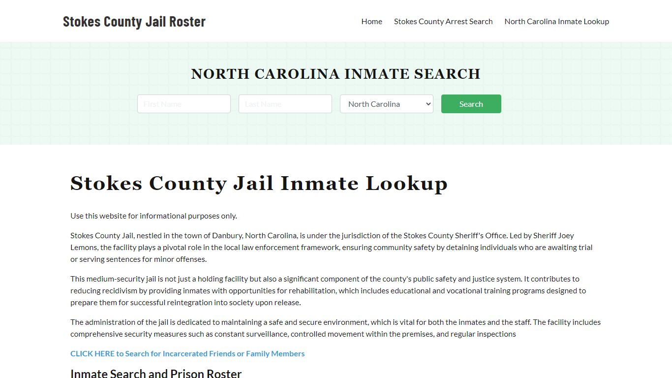 Stokes County Jail Roster Lookup, NC, Inmate Search